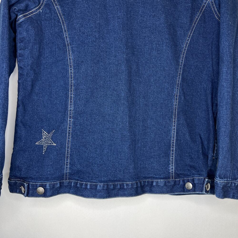 Quacker Factory Denim Blue Jean Jacket Woman’s Size Medium Embellished Stars - Picture 10 of 10